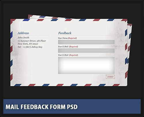 Free Download Web Contact Form PSD Photoshop Formulario de contacto web con diseño correo postal clásico en formato PSD Photoshop