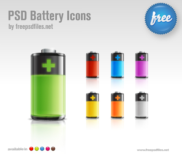 --> PSD GRATIS: Baterías o Pilas Alcalinas (tipo Mallory) Recargables o Desechables template en 7 diferentes estilos y colores editables en Photoshop
