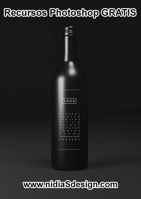 Pon el logo de tu marca en el Mockup de esta fina, estilizada y negra botella de Vino