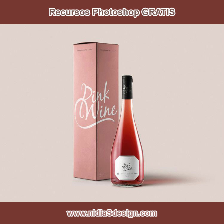 * Fina, elegante y femenina botella de vino rosa *