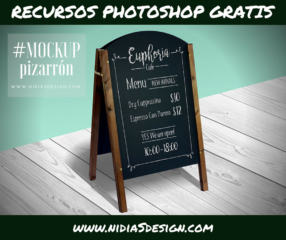 PSD GRATIS: #MOCKUP de café restaurant en pizarrón y gis | Recursos Photoshop GRATIS